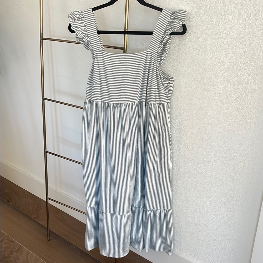 Striped Blue and White Midi Dress
